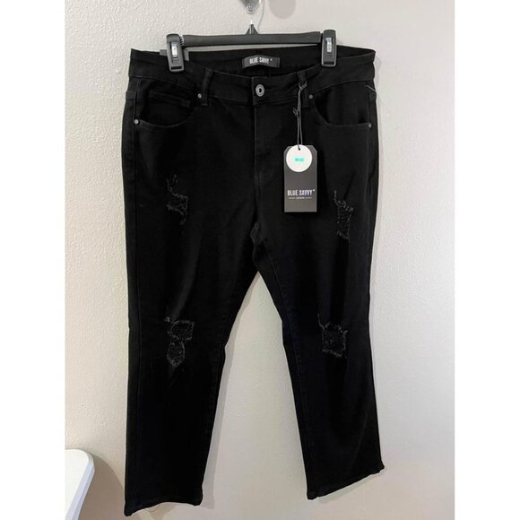 Blue Savy Mom distressed black jean size 16 - Picture 2 of 6